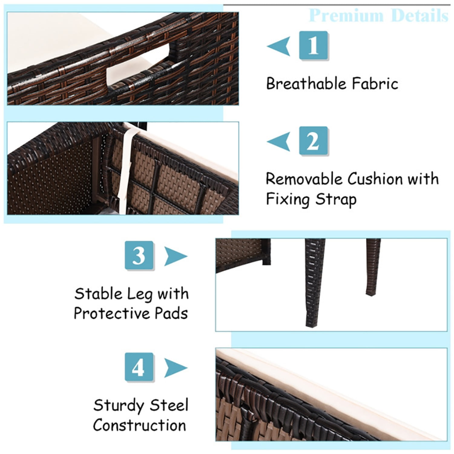 Aimee Lii 3 Pieces Cushioned Wicker Patio Bistro Set, Outdoor Patio Set with No Assembly Needed Aimee Lii 3 Pieces Cushioned Wicker Patio Bistro Set, Outdoor Patio Set with No Assembly Needed