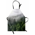 thumbnail image 1 of Evergreen Apron, Forest Overview Tops of Tall Plantation with Fog Rolling Over Wildlife, Unisex Kitchen Bib with Adjustable Neck for Cooking Gardening, Adult Size, Dimgray and Green, by Ambesonne, 1 of 4