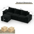 thumbnail image 2 of Zidtia L-Shaped Cloud Couch Sectional Sofa, 104" Convertible Modular Deep Seat with Double-Layer Cushion & Headrest - Black, for Living Room, 2 of 9
