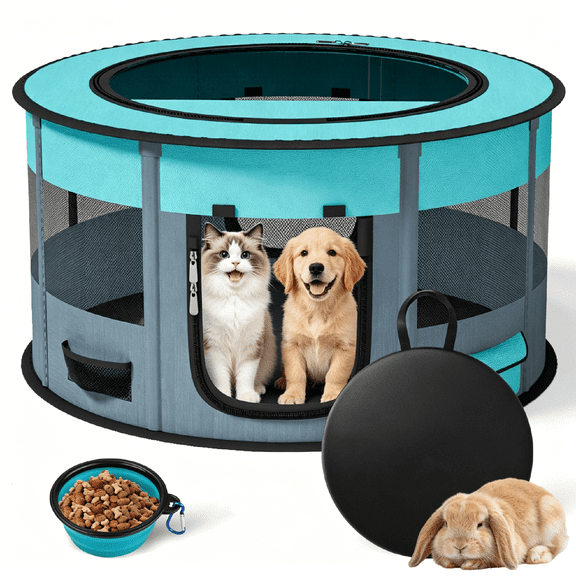 Dog Playpen, Puppy Pet Cat Playpen Indoor for Small Dogs, Dog Tent Crates Dog Kennel Playpen with Carrying bag for Dogs/Cats/Rabbits