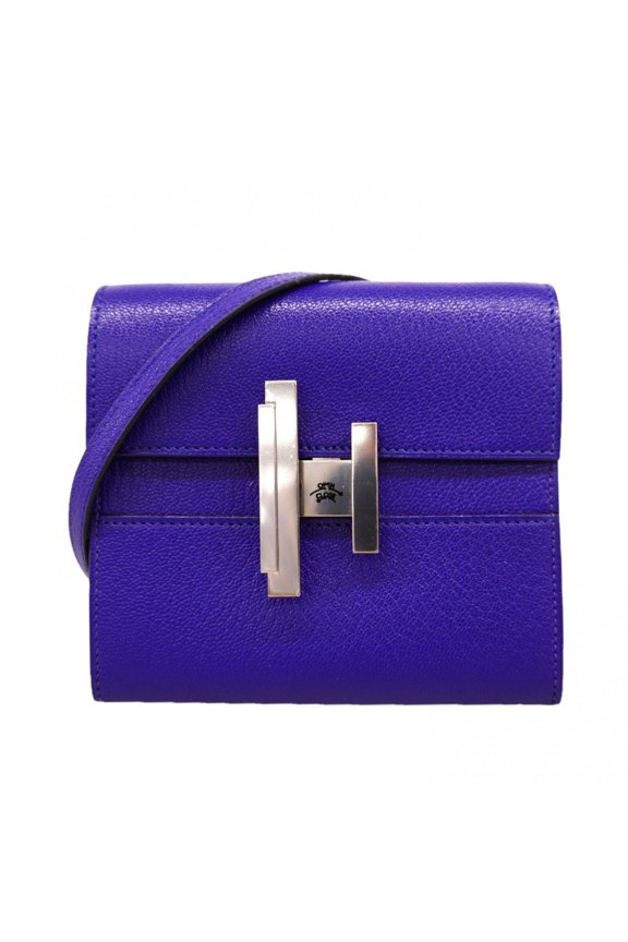 Pre-Owned Hermes Cinetic To Go Evercalf Leather Shoulder Wallet, Blue Electric, A Stamp,...