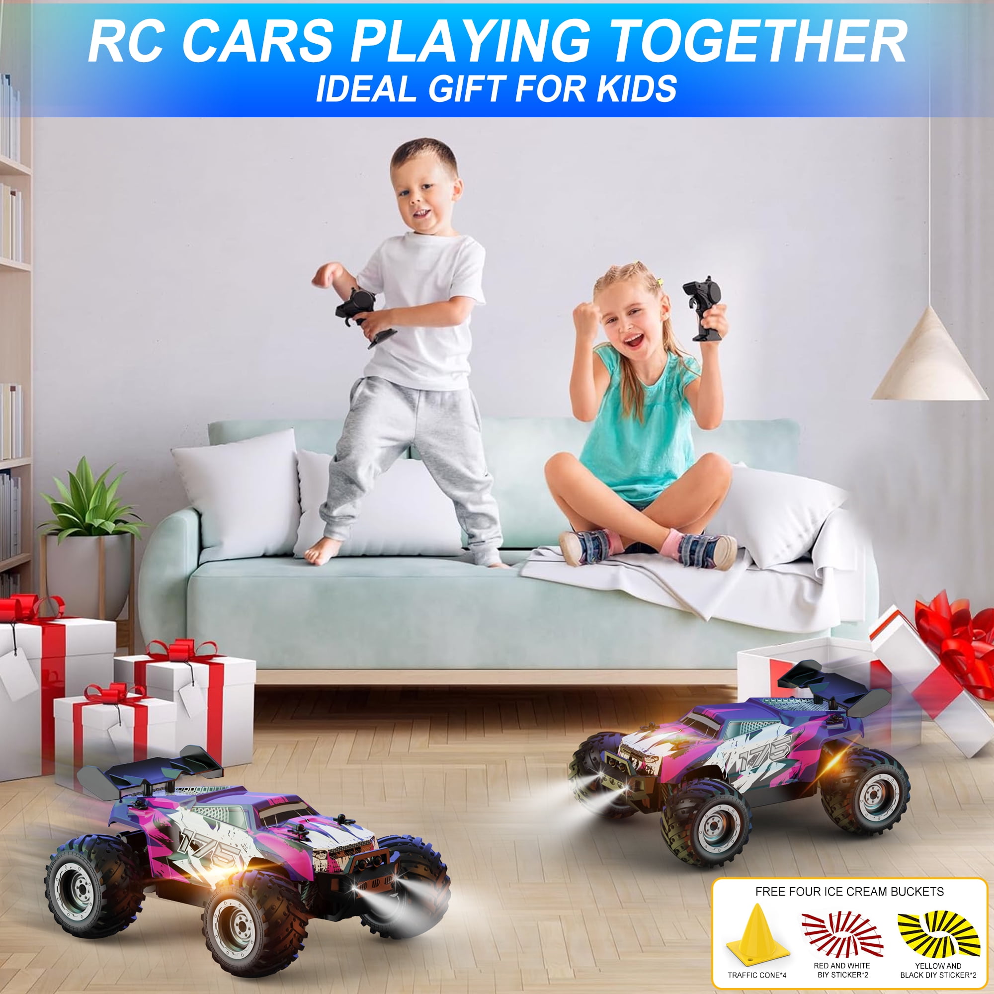 UUGEE Remote Control Car, RC Cars for Boys, 1:18 Scale High Speed off Road Monster Trucks with Lights, Christmas Birthday Gifts for  8-12 Kids