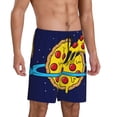 thumbnail image 2 of Pofeuu PLANETA EN FORMA DE PIZZA Print Men's Soft Woven Elastic Waistband Sleep Pajama Short-4X-Large, 2 of 6