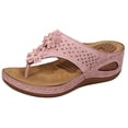 thumbnail image 4 of Sandale Compensée pour Femmes Légère à Plateforme Florale Sandales de Plage Dames Été Bohème Chic Sandales à Bride Rose Taille 6,5, 4 of 5