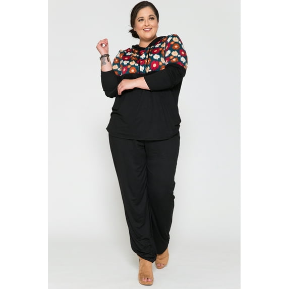 Women' s Plus Hoodie Top and Pants Sets
