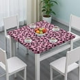 thumbnail image 3 of Pink and Black Of Leopard Print Square Fitted Tablecloth with Elastic Edge,Square Table Cover,Washable Elastic Table Cover for Home Kitchen Party Decor 34"x34", 3 of 6