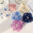 thumbnail image 3 of Bandas elásticas de malla kawaii para el cabello para mujer, lindas bandas para el cabello con encaje cosido, accesorios para el cabello con forma de mariposa y tul (color: morado), 3 of 5