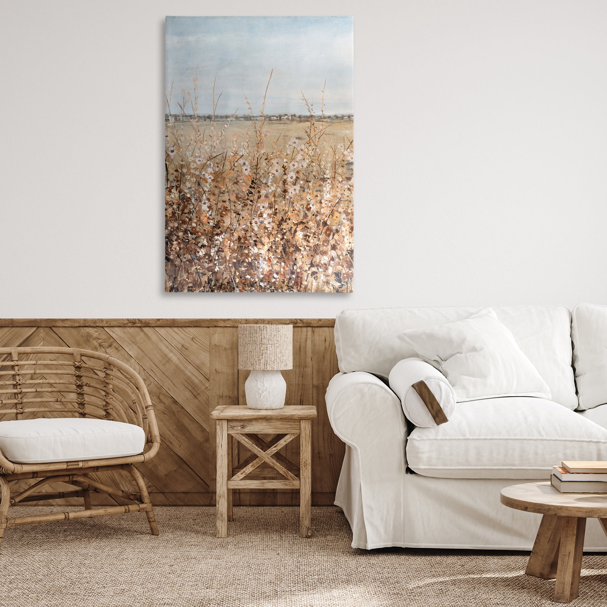 Stupell Industries Neutral Meadow Sprigs Landscape & Nature Painting Wrapped Canvas Art Print Wall Art, 30 x 45