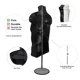 thumbnail image 2 of Conjunto De Torso De Cuerpo Con Espalda Hueca De Maniquí Negro Masculino Y Femenino Con Soporte De Metal Con Poste De Metal Y Gancho Para Colgar Tamaños S-M, 2 of 5
