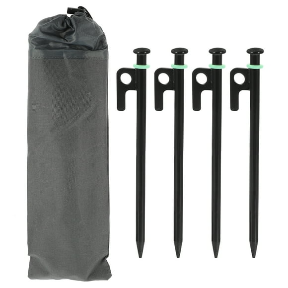 1 Set of Tent Ground Nails Metal Tent Stakes Tent Pegs Camping Tent Support Stakes with Noctilucent Ring