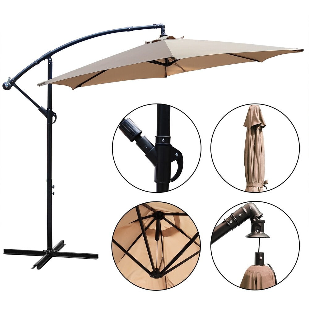 Abble 10ft Outdoor Hanging Offset Cantilever Umbrella with Crank - Tan