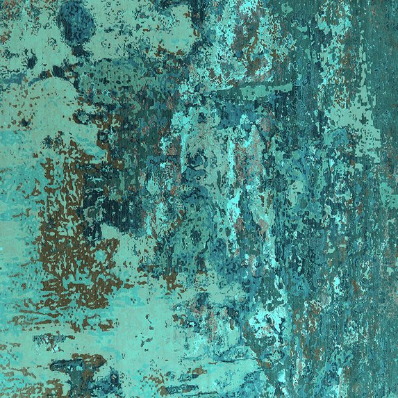 Ahgly Company Indoor Square Oriental Turquoise Blue Industrial Area Rugs, 6' Square