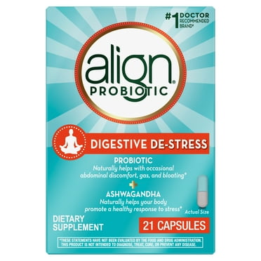 Align Probiotic Capsules, Digestive De-stress and Ashwagandha, Dietary Supplement, 21 Ct