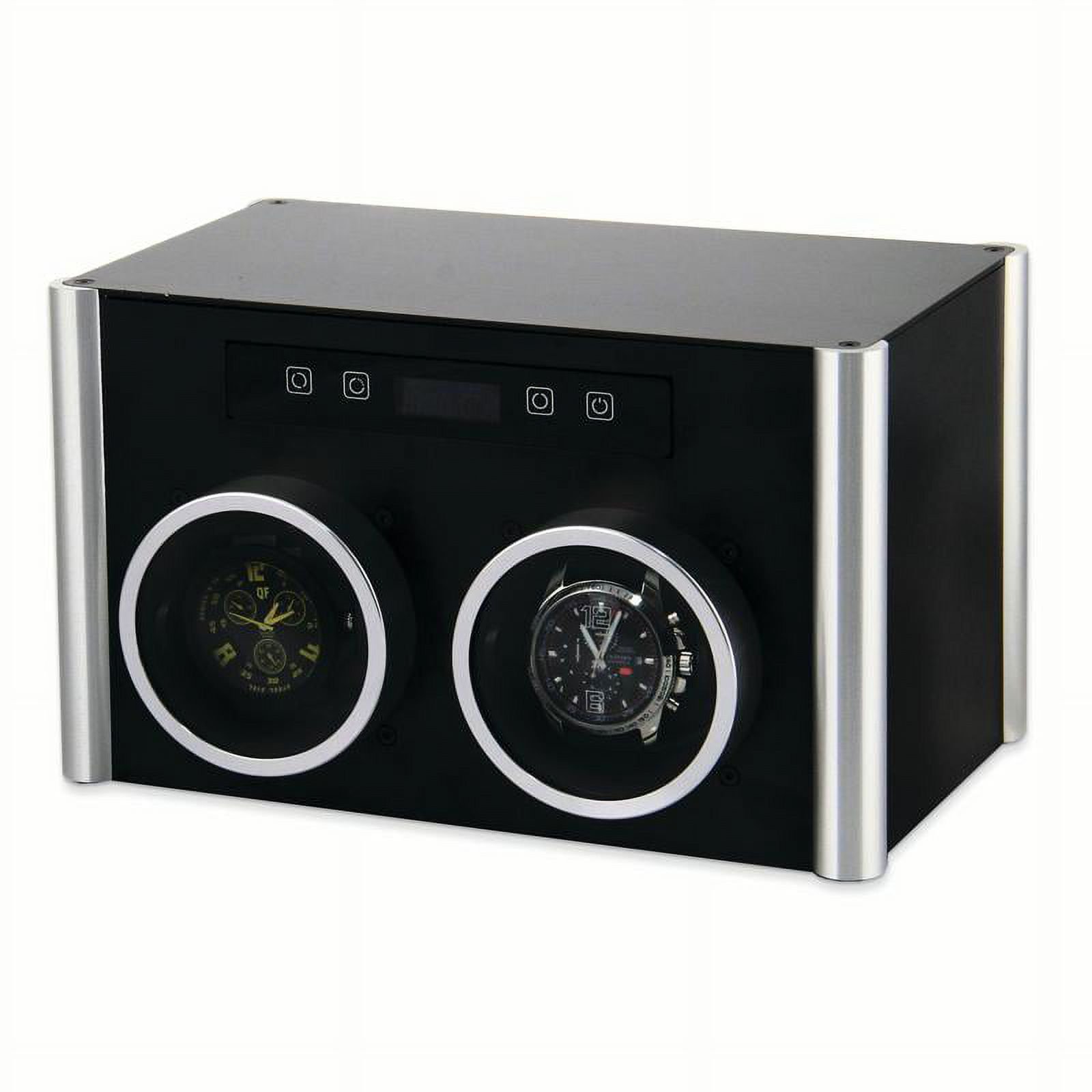 Rotations Black and Silver-tone Metal Double Watch Winder