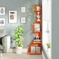 thumbnail image 5 of Tribesigns Corner Shelf, Modern 5-Tier Corner Bookshelf, Stylish Corner Bookcase Plant Stand (Orange), 5 of 5