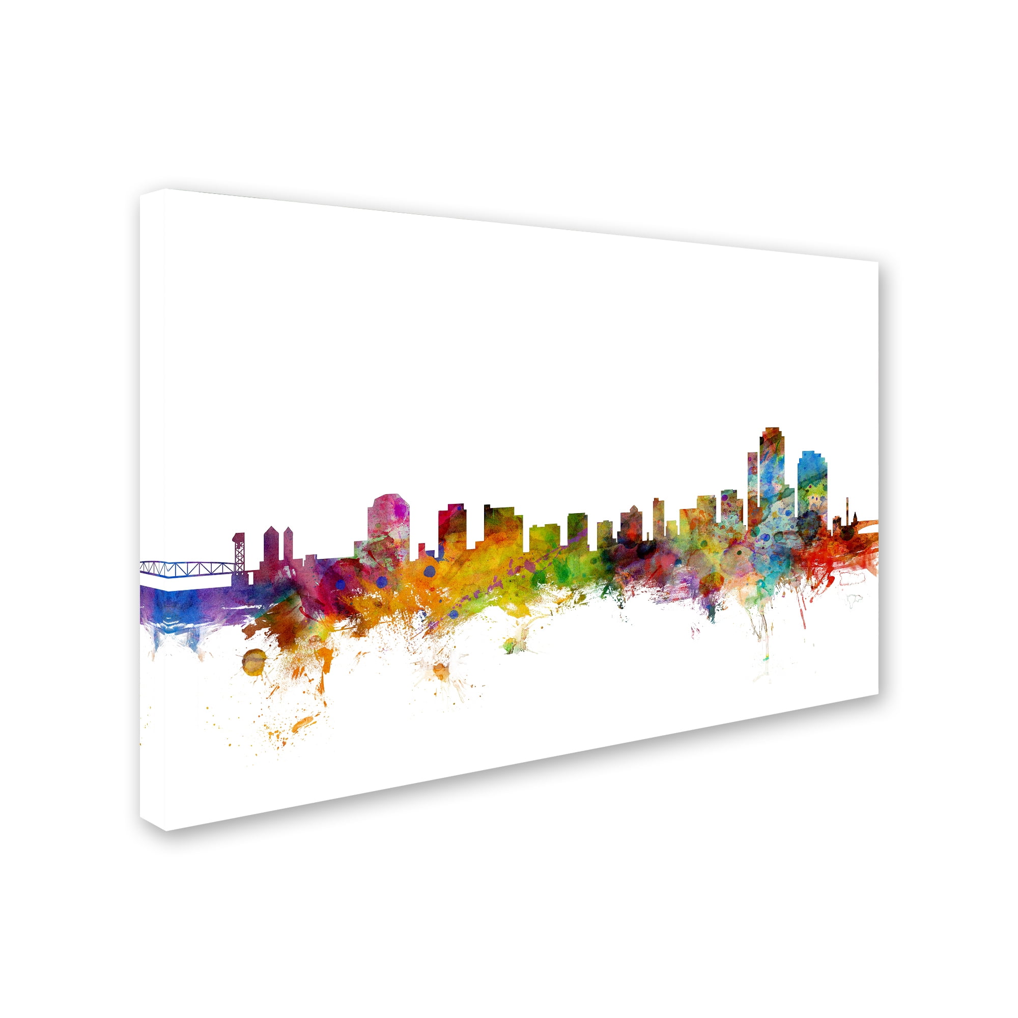 Trademark Fine Art "Wilmington Delaware Skyline" Canvas Art by Michael Tompsett