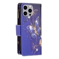 thumbnail image 5 of Nalacover for iPhone 14 Pro Max Zipper Wallet Case with Card Slots Holder, Floral Flower Pattern PU Leather Flip Cover for Women Girls, Wrist Hand Strap Kickstand Magnetic Clasp Case, Purple Butterfly, 5 of 8