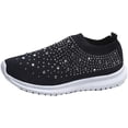 thumbnail image 4 of AngryMonkey Women's Rhinestones Mesh Sport Slip-on Shoes,anti slip Good Arch Breathable Lightweight Casual Sock Sneaker Nurse Shoes, 4 of 9