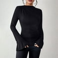 thumbnail image 2 of Chbgutlmr Womens Blouses Ruched Flare Long Sleeve Slim Comfy Elegant Shirts Fall Casual Tops Fashion, 2 of 4