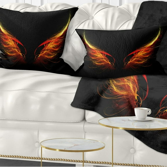Designart 12" x 20" Black Polyester Throw Pillow