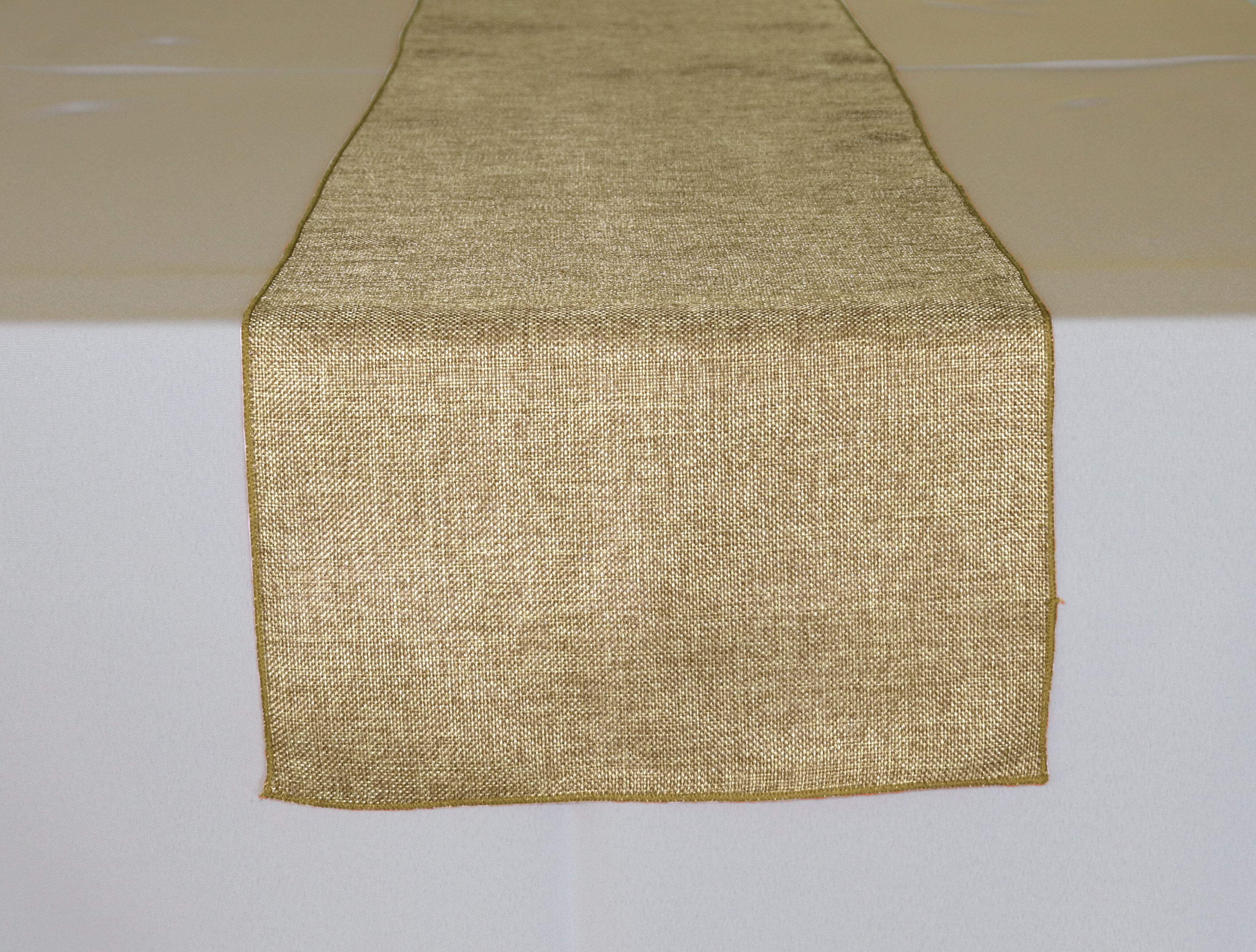 Faux Burlap Table Runner Solid Light Gold