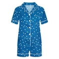 thumbnail image 5 of Aobny 2025 Pajamas for Women's 2 Piece Casual Blue Sleepwear Sets Collared Dots Wide-Leg Juniors Pajamas, 5 of 5