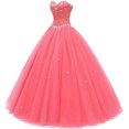 thumbnail image 2 of Likedpage Vestido de fiesta con forma de corazón para mujer, vestidos de quinceañera de tul, vestido de fiesta (US10, azul real) A A, 2 of 5