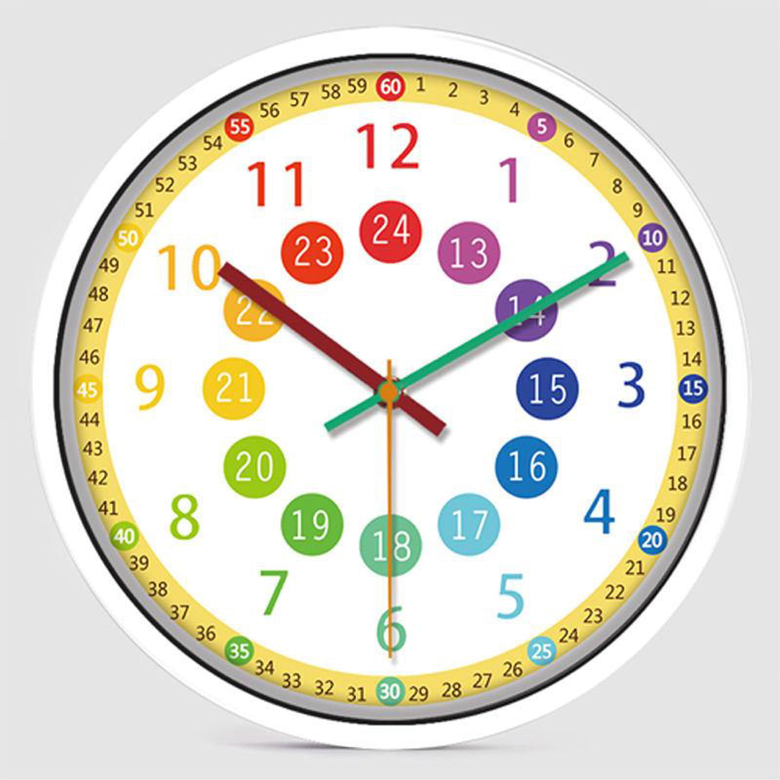 YUNDO Wall Clock Easy to Read & Learn to Tell Time Teach children how to 