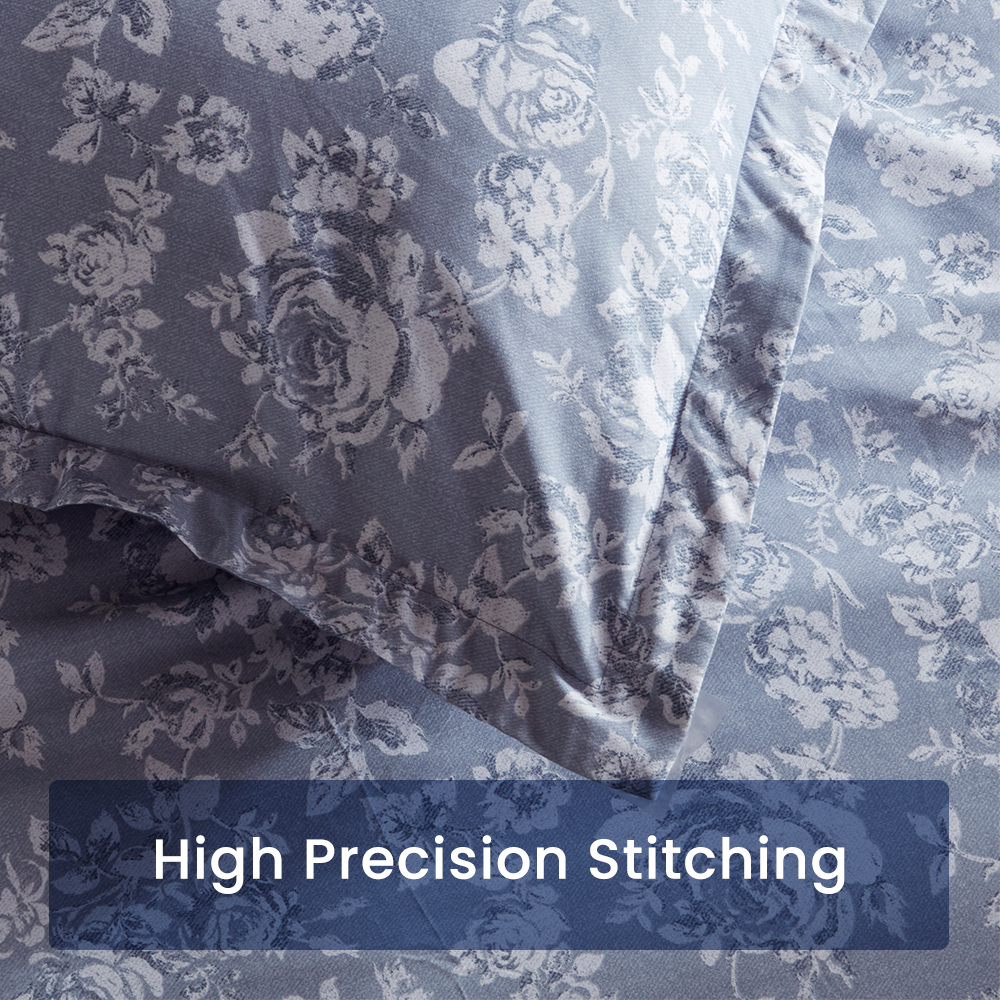 SLEEP ZONE Floral Duvet Cover Set, Ultra Soft Microfiber Bedding with Designer Print, Wrinkle-Resistant (Elegant Peony Blue, 80 x 90 inch, 3 Pieces)