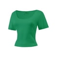 thumbnail image 2 of Women's Scoop Neck Short Sleeve Crop Tops Slim Fit T-Shirts, 2 of 5