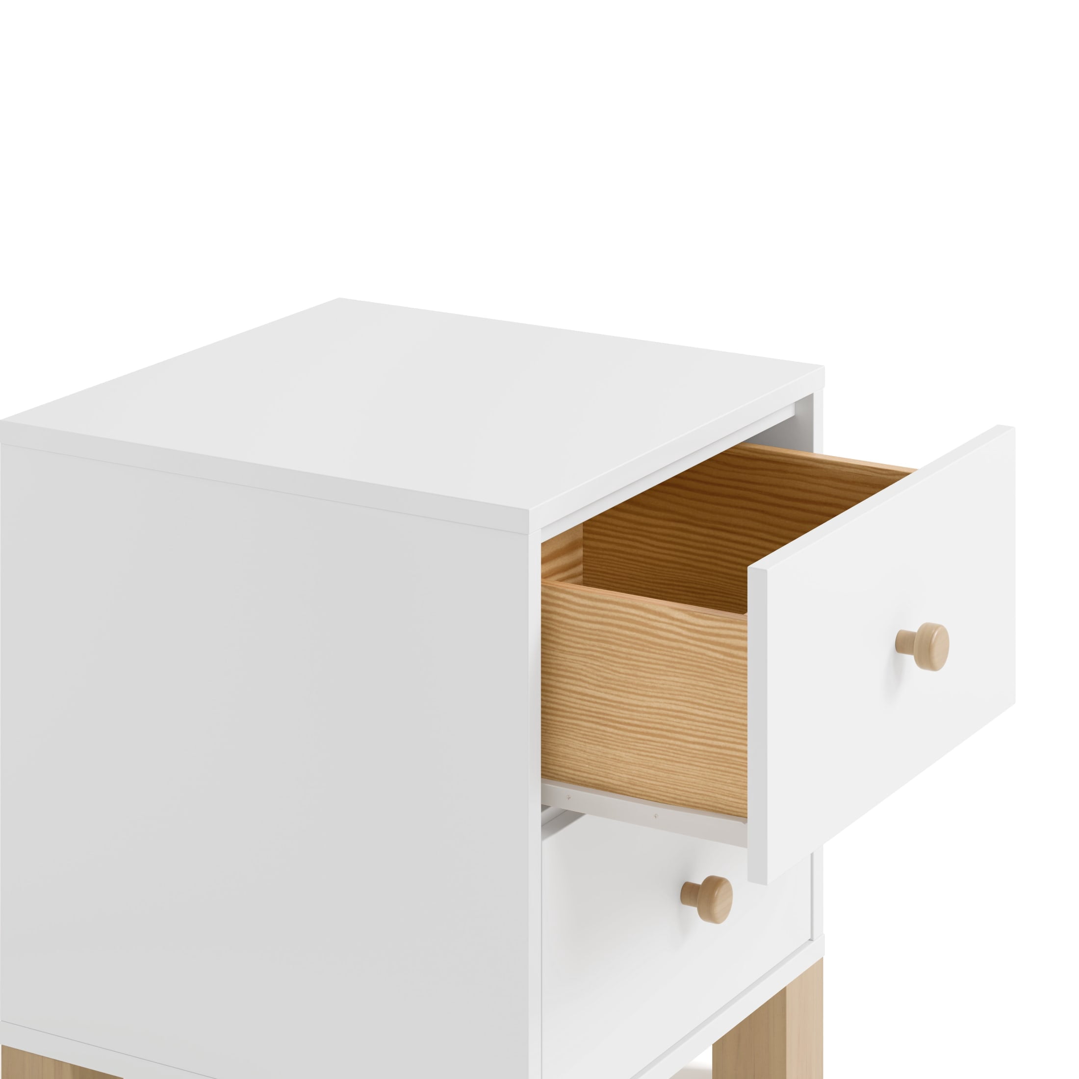 Storkcraft California 2 Drawer Nightstand, White and Driftwood
