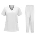 thumbnail image 3 of Matching Sets Women Clothing Workout New Women's Hand Wash Gowns Short Sleeve Nurse's Workwear Separate Set B-11 White XXL, 3 of 5