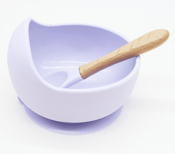 daintyBABY Silicone Bowl and Spoon Set- Purple