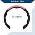 thumbnail image 4 of Funda para volante de cuero artificial PU ABS Protector de volante de automóvil 14.96" Negro Rosa 1 Pc, 4 of 6