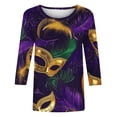 thumbnail image 4 of DDAPJ pyju 2025 Mardi Gras Outfit for Women Plus Size 3/4 Sleeve Tops Novelty Holiday Blouses Carnival Themed Costumes Lightweight Party Shirts Purple XL, 4 of 6