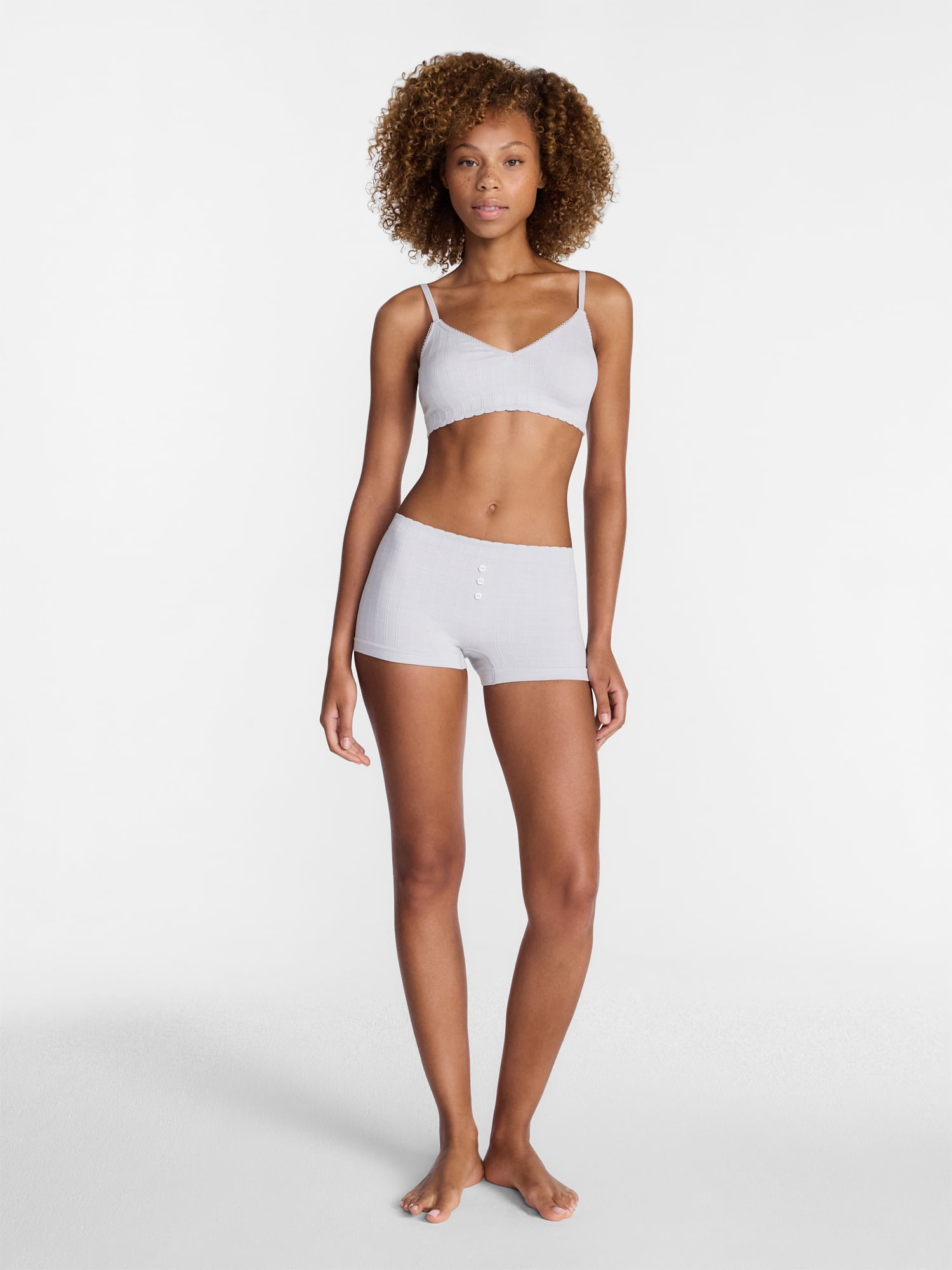 No Boundaries Seamless Triangle Bralette and Boyshorts Set, 2 Piece, Women's XS-XXL