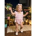 thumbnail image 5 of BemeyourBBs Newborn Baby Girl Summer Clothes Plaid Bubble Romper Cute Infant Girl Sleeveless Ruffle Jumpsuit Bodysuit Playsuit with Headband, 5 of 9