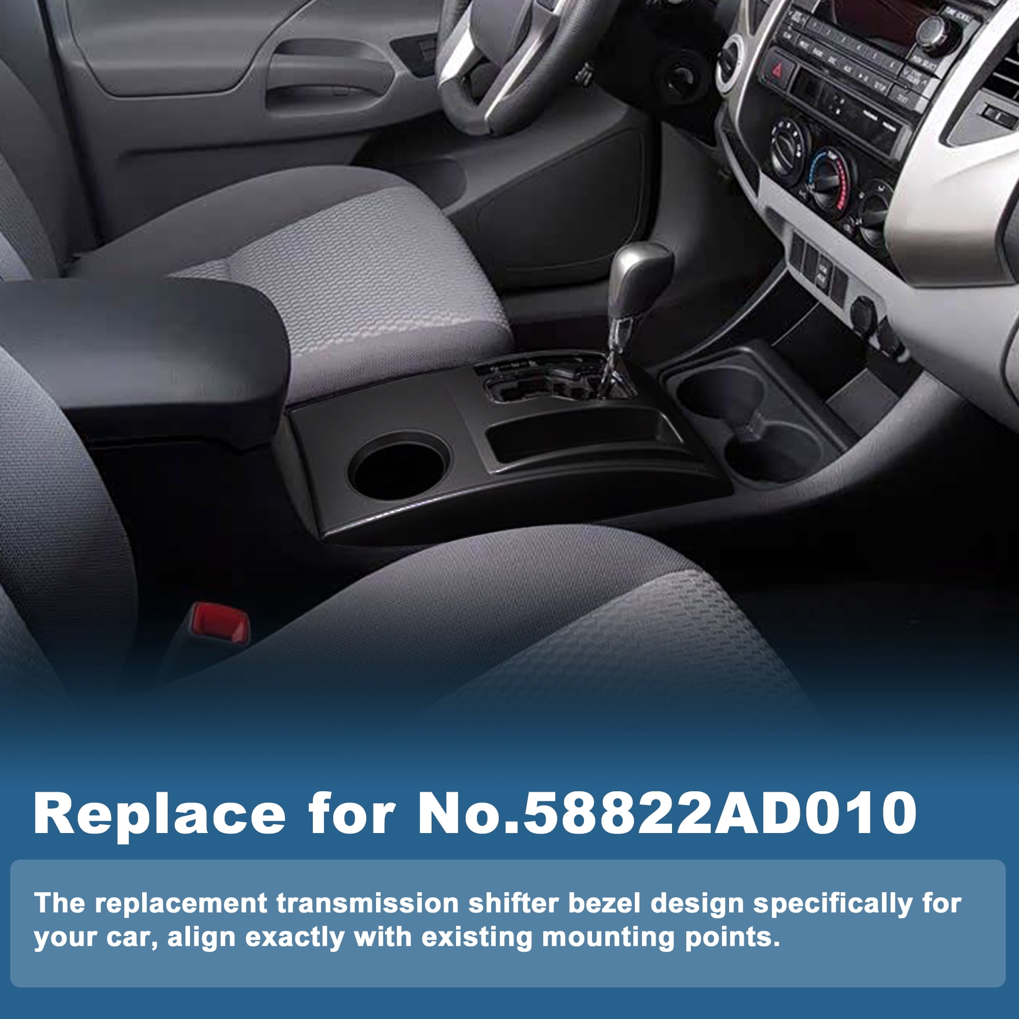 Unique Bargains No.58822AD010 Center Console Gear Shifter Bezel Shift Panel Cover Cup Holder for Toyota Tacoma 2005-2015 Black Interior Trim