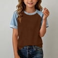 thumbnail image 2 of Asxite Toddler Tops Girls Summer Tops Denim Look Print Crewneck Short Sleeve T Shirt for 4-15 Years, 2 of 5