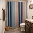 thumbnail image 5 of Xipuska Blue Pink Striped Shower Curtain - Water Repellent Fabric Shower Curtains Washable, Farmhouse Modern Stripes Decorative Polyester Cloth Bathroom Curtains Modern Bath Decor 72"x72", 5 of 6