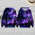 thumbnail image 2 of Fshinging Unisex Color Block Print Graphic Oversize Hoodie Men Women Loose Casual Hooded Sweatshirt Purple L, 2 of 7