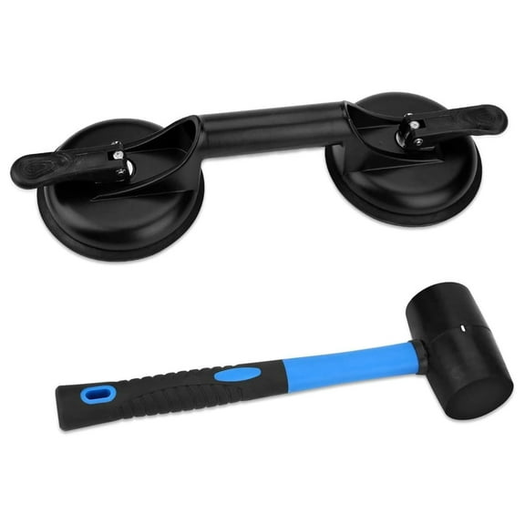Floor Gap Fixer Tool, Glass Suction Cups,Heavy Duty Aluminum Suction Cups,Double Suction Cup Wiht Mallet For Lift Large Glass/Tile Lifter/Moving Glass/Pad for Lifting/Dent Puller
