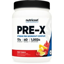 Nutricost Pre-X Xtreme Pre-Workout Complex Powder, Fruit Punch, 60 Servings, Vegetarian, Non-GMO and Gluten Free