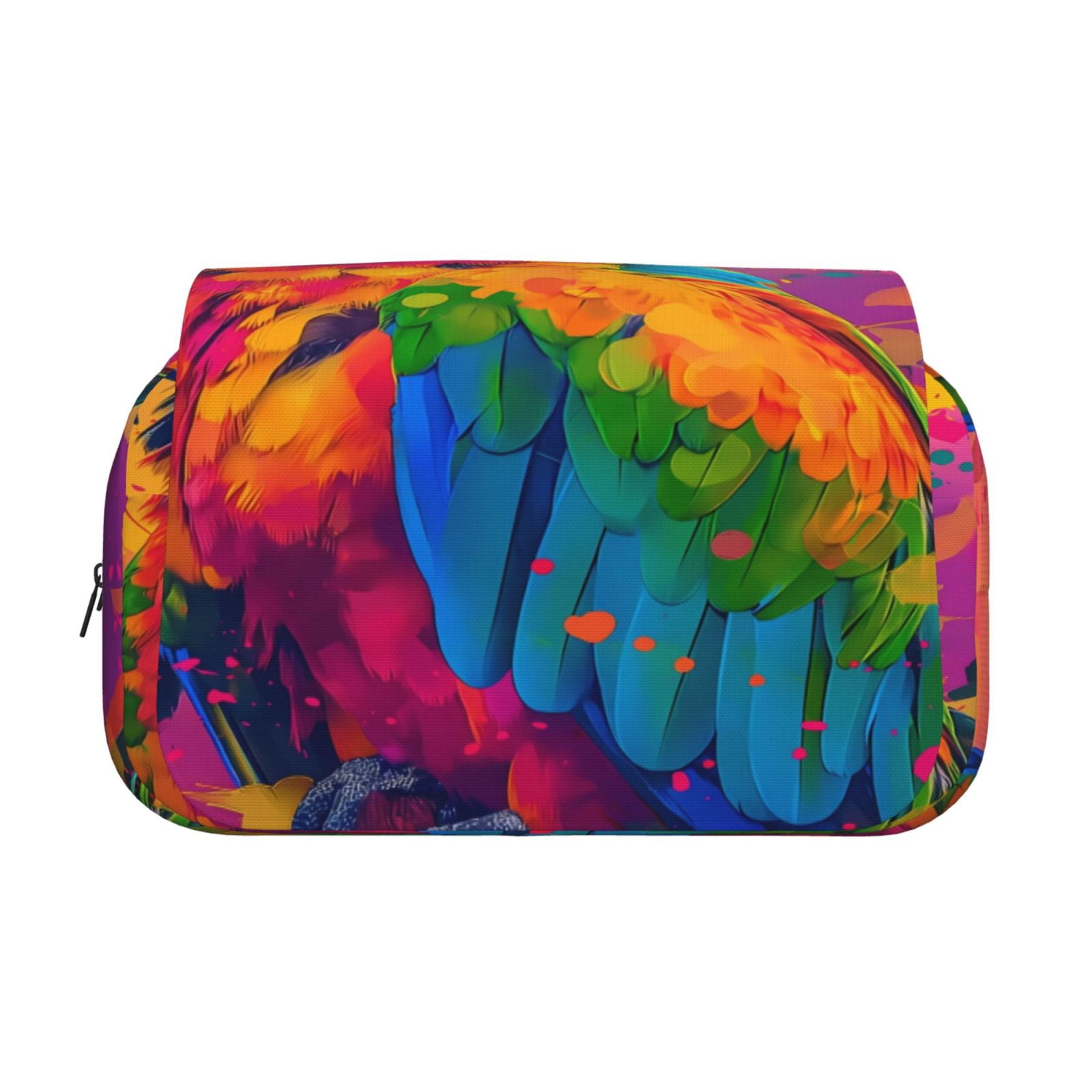 Rateoe Colorful Parrot Jungle Dream A Pattern Double Clamshell Pen Case, Storage Organizer with Two Zipper Compartments– Holds Up to 50 Pencils & Pens