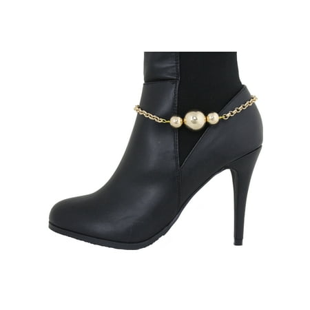 

Women Western Gold Metal Boot Chain 3 Ball Bling Shoe Charm