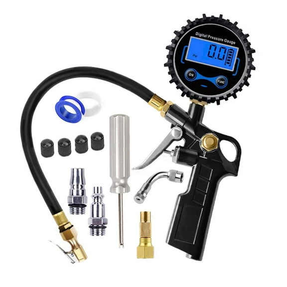 Tyre Inflator Digital Multifunction Air Pressure Gauge with Accessories 200PSI Tyre Inflator Gauge for Compressor Car