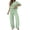 Green, variant on Women's Clothing Sets Two Piece Sets Crew Neck Short Sleeve Tops and Wide Leg Pants Casual Outfits with Pockets