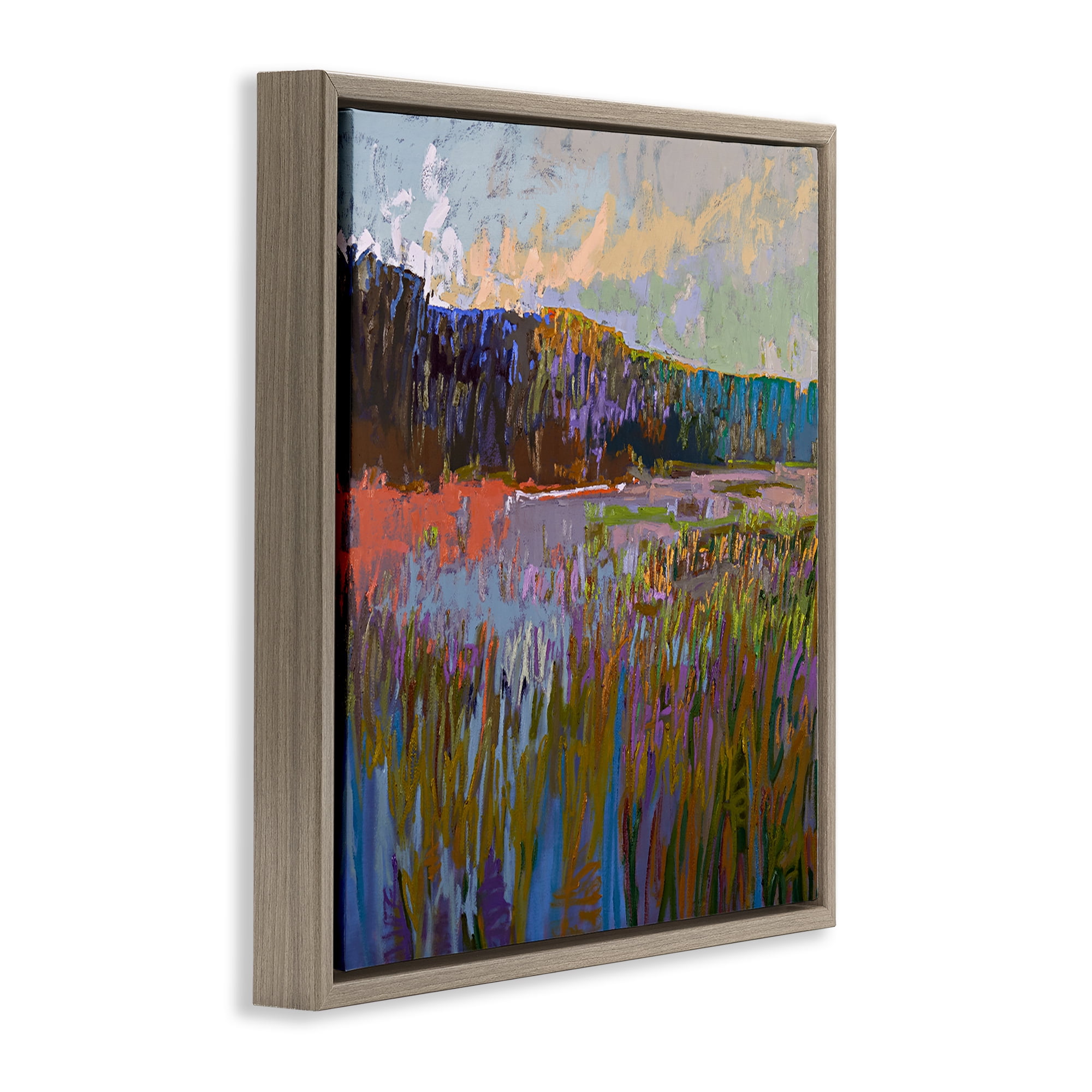 Stupell Industries Streaked Abstract Landscape Landscape & Nature Painting Brown Floater Framed Canvas Art Print Wall Art, 18 x 18