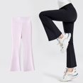 thumbnail image 2 of PINQI Girls Flare Leggings Bell Bottom Pants Summer Children's Wide Leg Leggings High Waisted Large Teen Girls Bell Bottoms(Pink-3,3-4 Years), 2 of 3