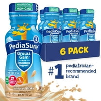 PediaSure Grow & Gain with Immune Support, 7g Protein, S'mores, 8-fl-oz Bottle, Pack of 6